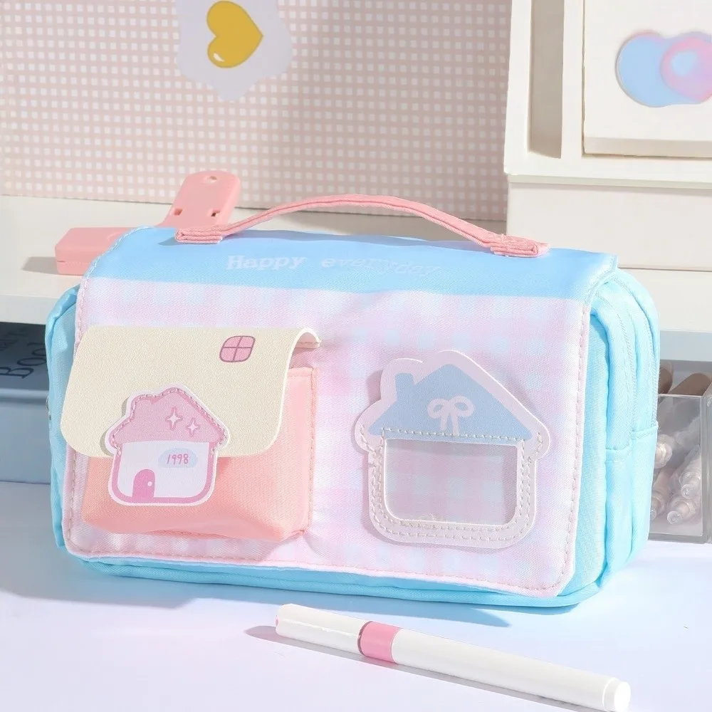 

Multi-layer House Shape Pencil Case Desktop Storage Large Capacity Korean Style Pen Bag Stationery Pencil Pouch
