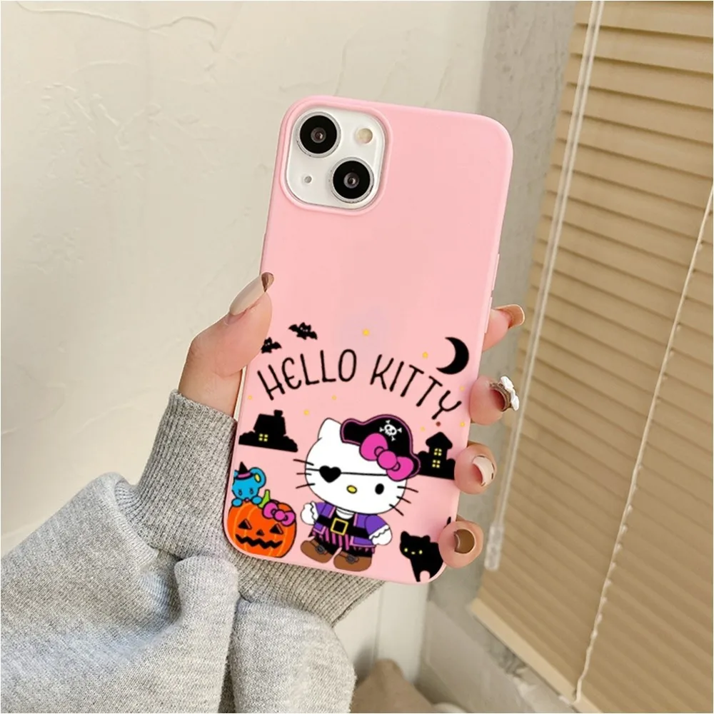 H-Hello K-Kitty Halloween Happy Phone Case For Iphone 11 13 14 Pro Max X Xr Xs Max Se2020 12mini Pink Cover Case image 4