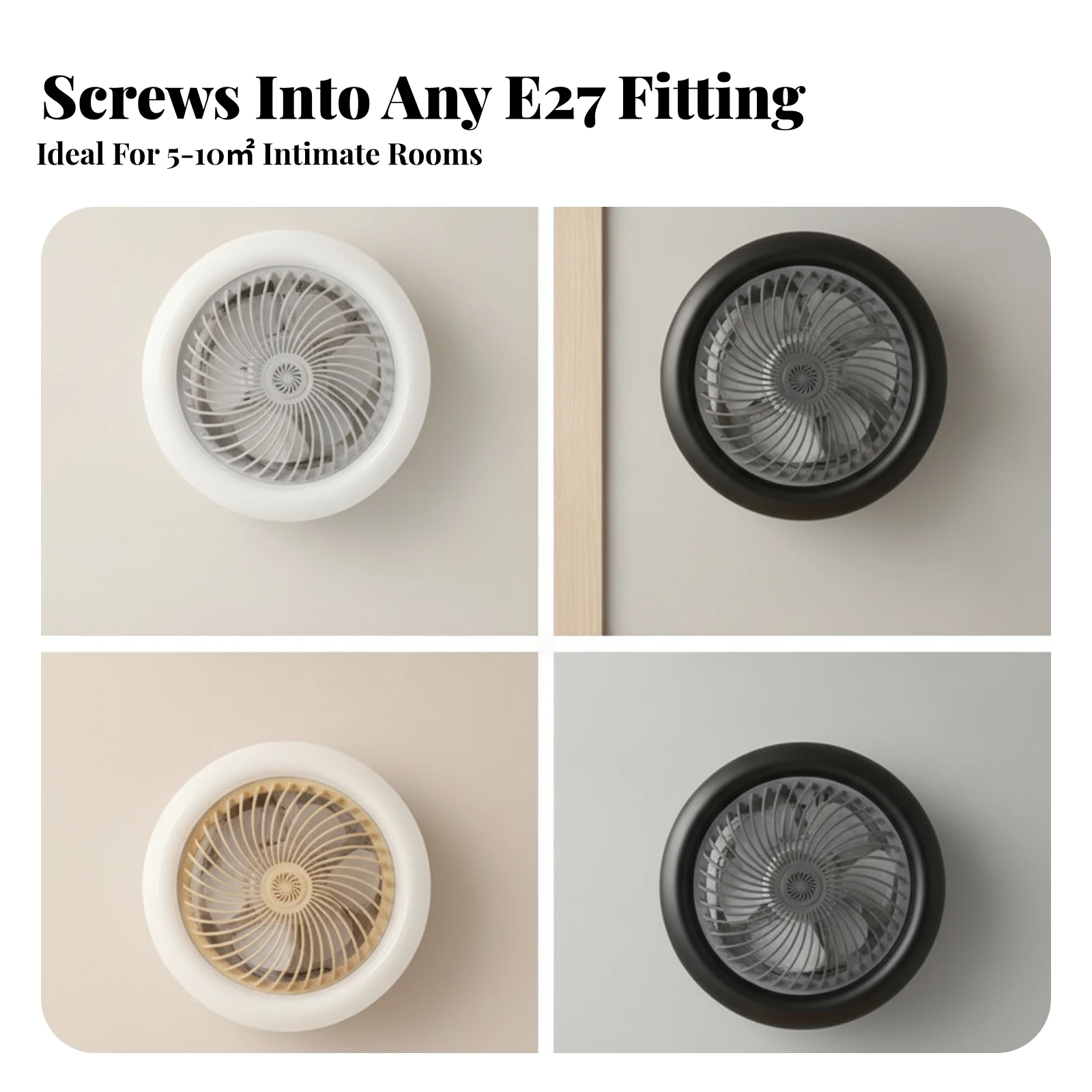 Screw-in Fan Light with Wireless Control Easy to Install Screw-in Fan Light Fixture Dimmable Compact for Bedroom, Reading Area