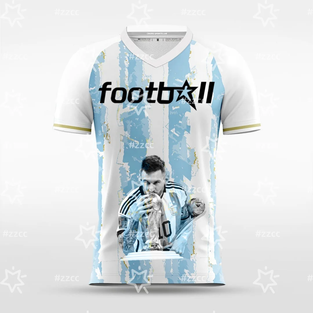 25-26 الأرجنتين ميسي مروحة تذكارية لكرة القدم جيرسي الخريف الرياضة الجافة بسرعة تي شيرت رجالي ملابس الأطفال المحملة Y2k امرأة #3