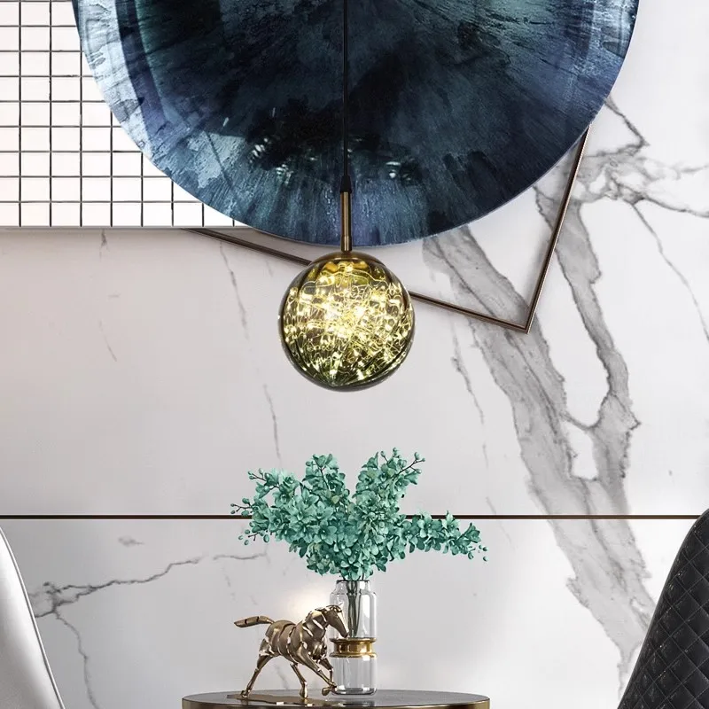 Nordic Creative glass pendant light with a sky full of stars Suitable for dining room bedroom, bar, dressing table, front line