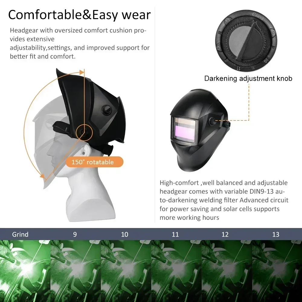 Automatic Darkening Solar Welding Helmet for MIG MMA TIG Welding Mask/Cap Goggles Light Filter Welders for Soldering Work