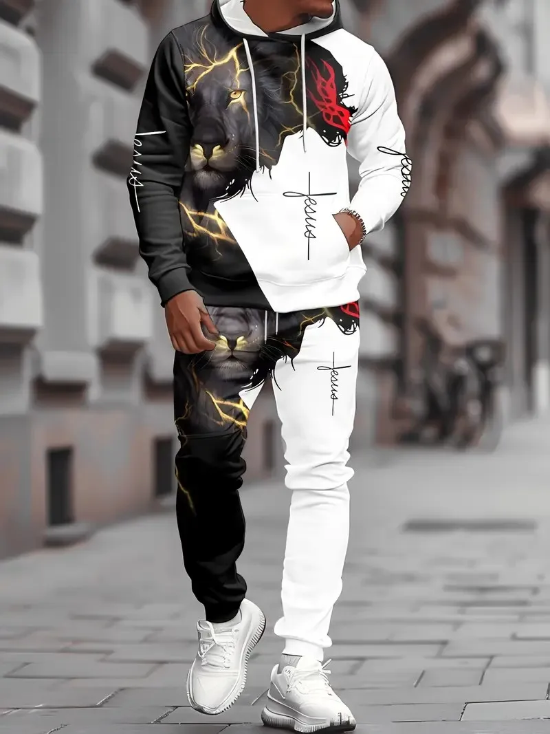 

Новый мужской комплект с капюшоном на весну и осень 2025 имеет повседневный модный и удобный 3D-принт.