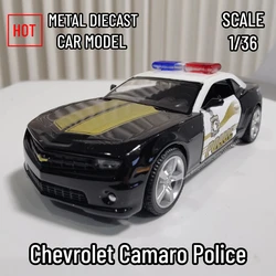 1:36 Car Model Chevrolet Camaro Police Scale Metal Diecast Replica Home Miniature Art Vehicle Hobby Decoration Kid Boy Toy