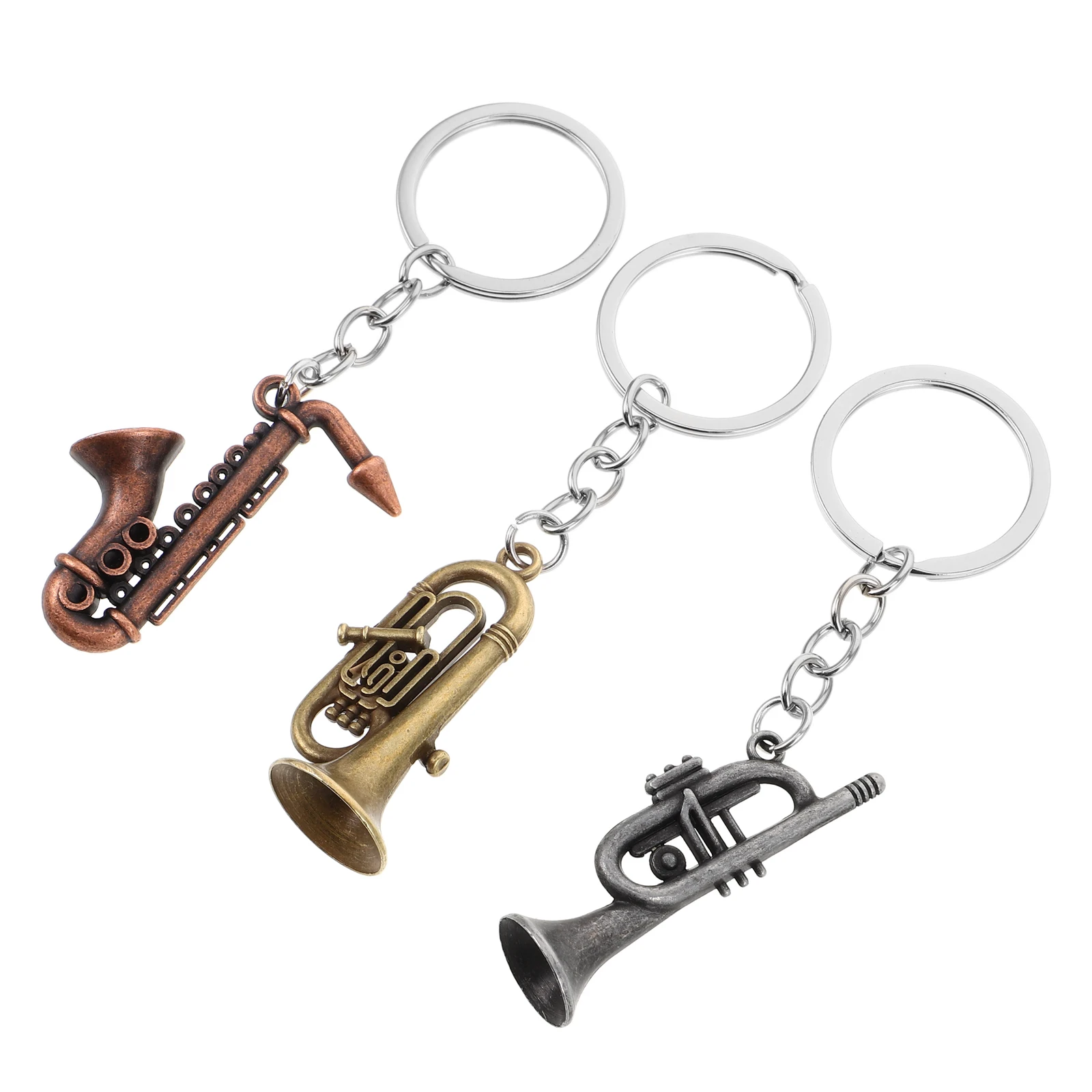 

3 Pcs Saxophone Keychain Instrument Keyring Music Party Miniature Dj Favors Metal Musical