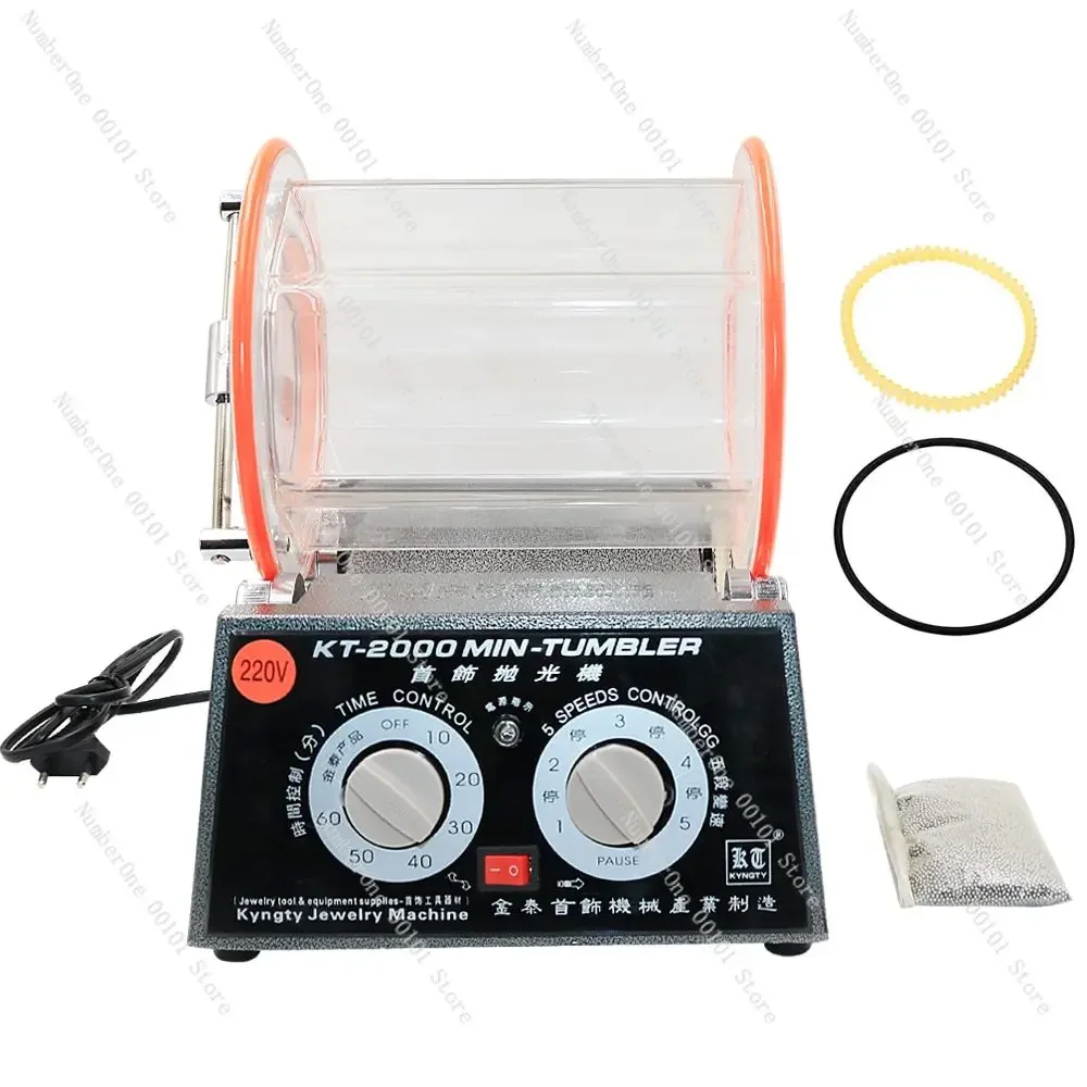 

KT-2000 5Kg Drum Rotary Tumbler Jewelry Surface Polisher Finisher Polishing Finishing Machine 60W