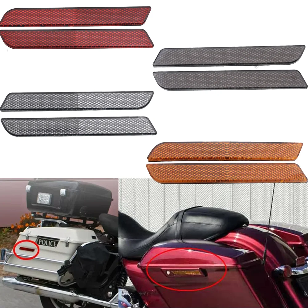 2 Pieces Latch Cover Reflectors With Adhesive Fits For Harley Davidson Touring 1993-2013 Softail 1994-2012 Smoke/Red/Clear/Amber