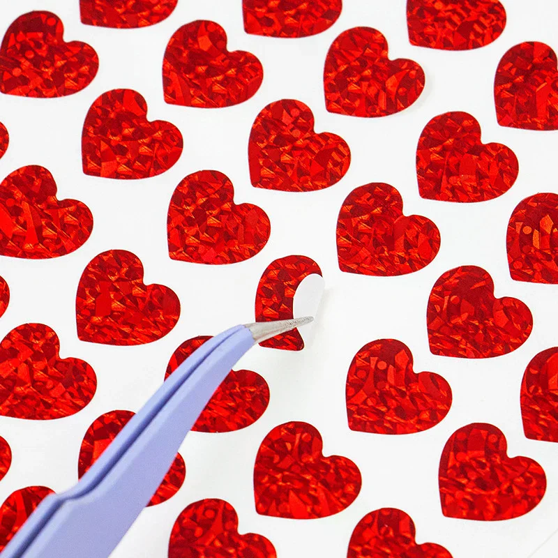 10 Sheets Laser Small Heart Stickers Glitter Shiny Red Gold Silver Valentine Stickers DIY Journal Diary Decoration Stickers