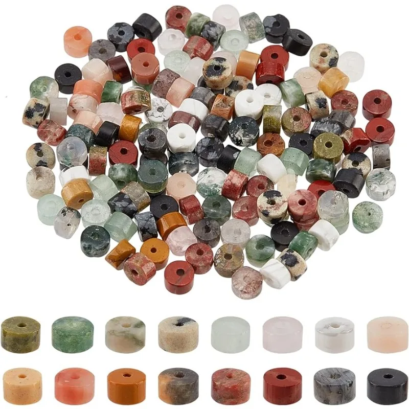 160 Pcs Heishi Stone Beads 16 Styles Flat Round Stone Beads Disc Spacer About 4×2mm Synthetic Gemstone Beads