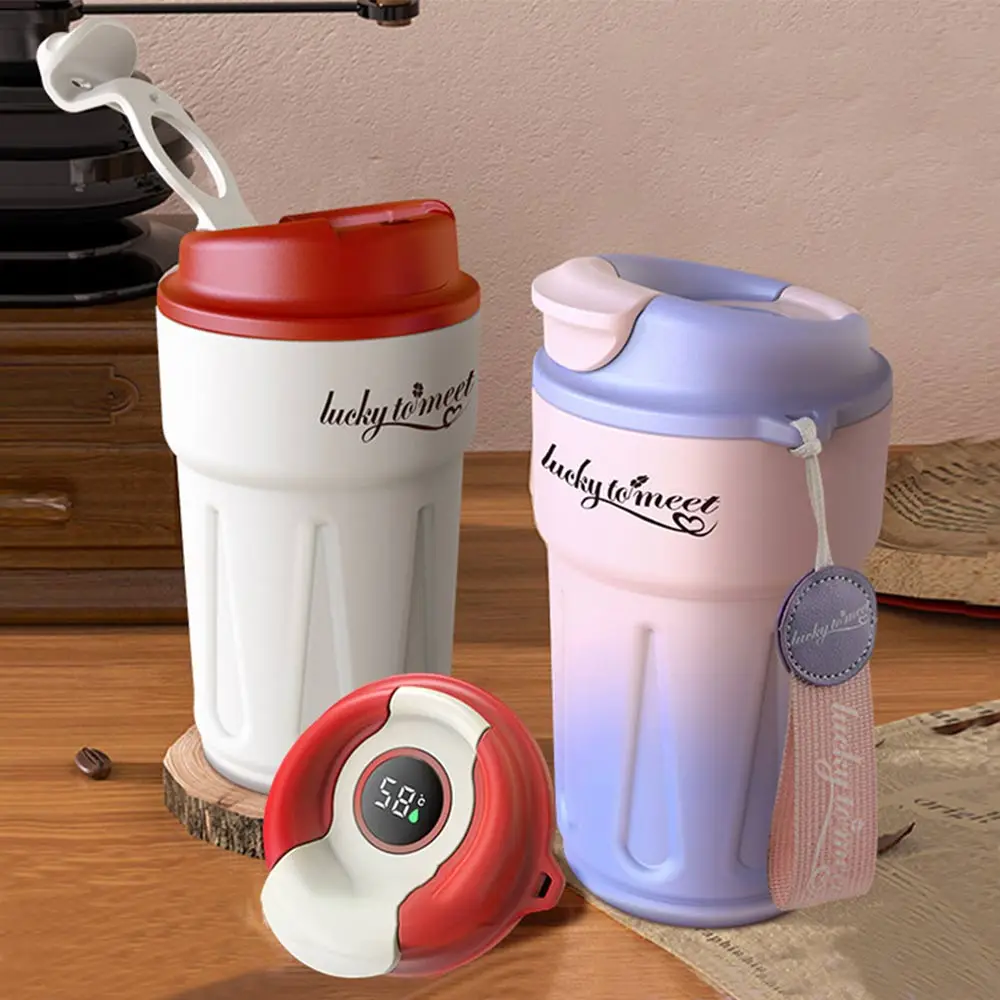 

420ML Smart Coffee Cup For Girls Insulated Cups Travel Coffee Mug Stainless Steel Thermos Bottle Vacuum Flasks Christmas Gifts