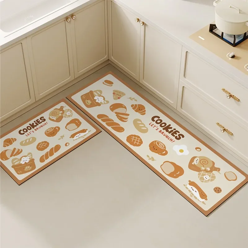 Kitchen Long Carpet Pvc Water-absorbing Quick-drying Rug Soft Diatom Mud Foot Mat Modern Home Large Area Non-slip Floor Mats