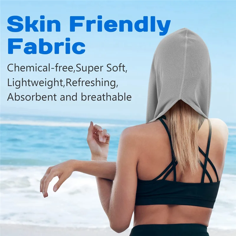 عبوة مناشف التبريد مكونة من قطعتين من المناشف ذات القلنسوة للرقبة والوجه للتخييم في صالة الألعاب الرياضية واليوجا والأنشطة الخارجية