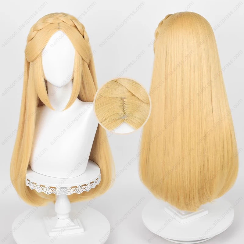 Peluca de Cosplay de la princesa Zelda, 35cm/72cm, pelucas trenzadas amarillas doradas, pelo sintético resistente al calor, fiesta de Halloween