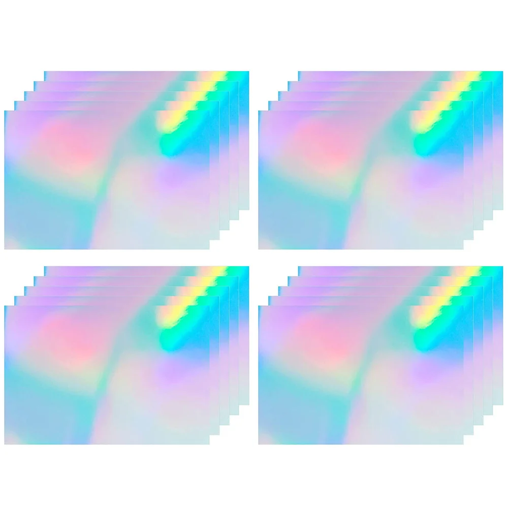 20 Sheets Holographic Paper Stickers Multi-Use DIY Decoration for Diaries Scrapbooking Gift Cards Holographic Paper