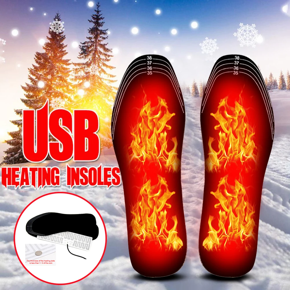 USB Heated Shoe Insoles Electric Foot Warming Pad Feet Warmer Sock Pad Mat Winter Outdoor Sports Heating Insole Winter Warm