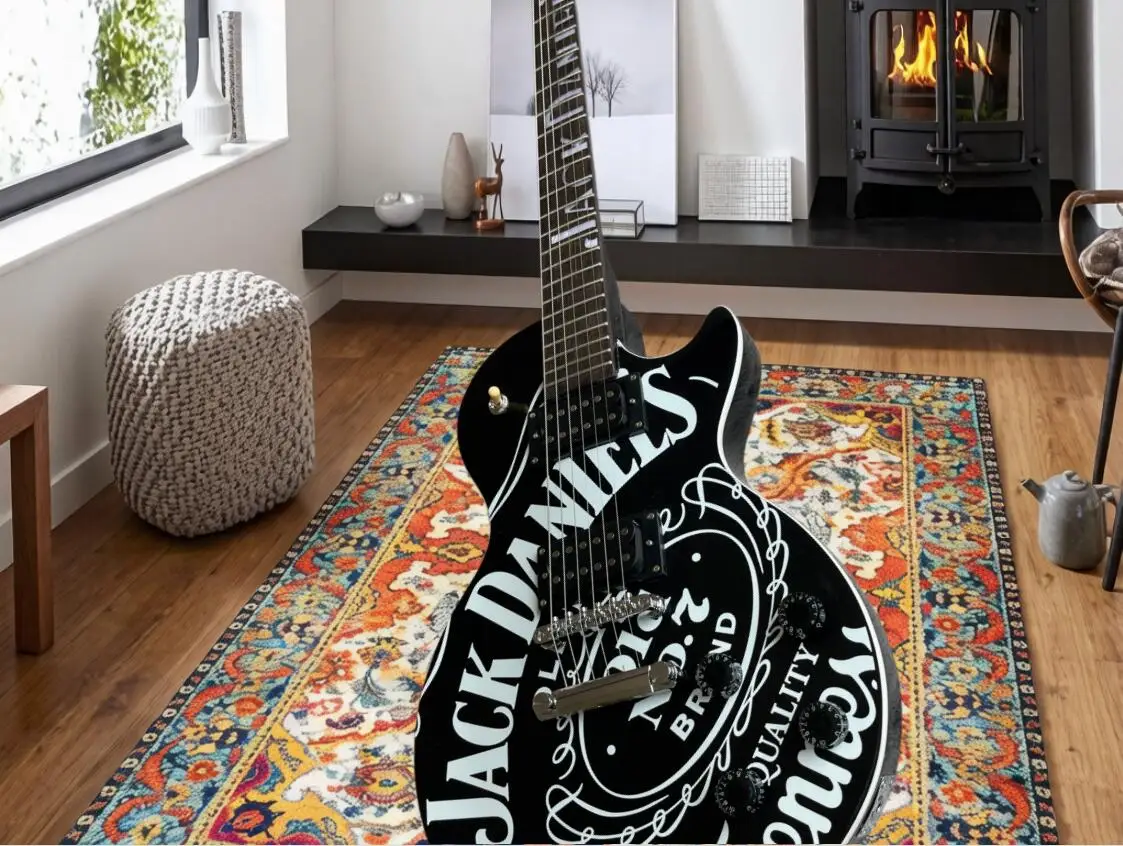 Black Guitar Jack veneer rose wood fingerboard 22 Frets fixed bridge HH pickup Black neck chrome buttons