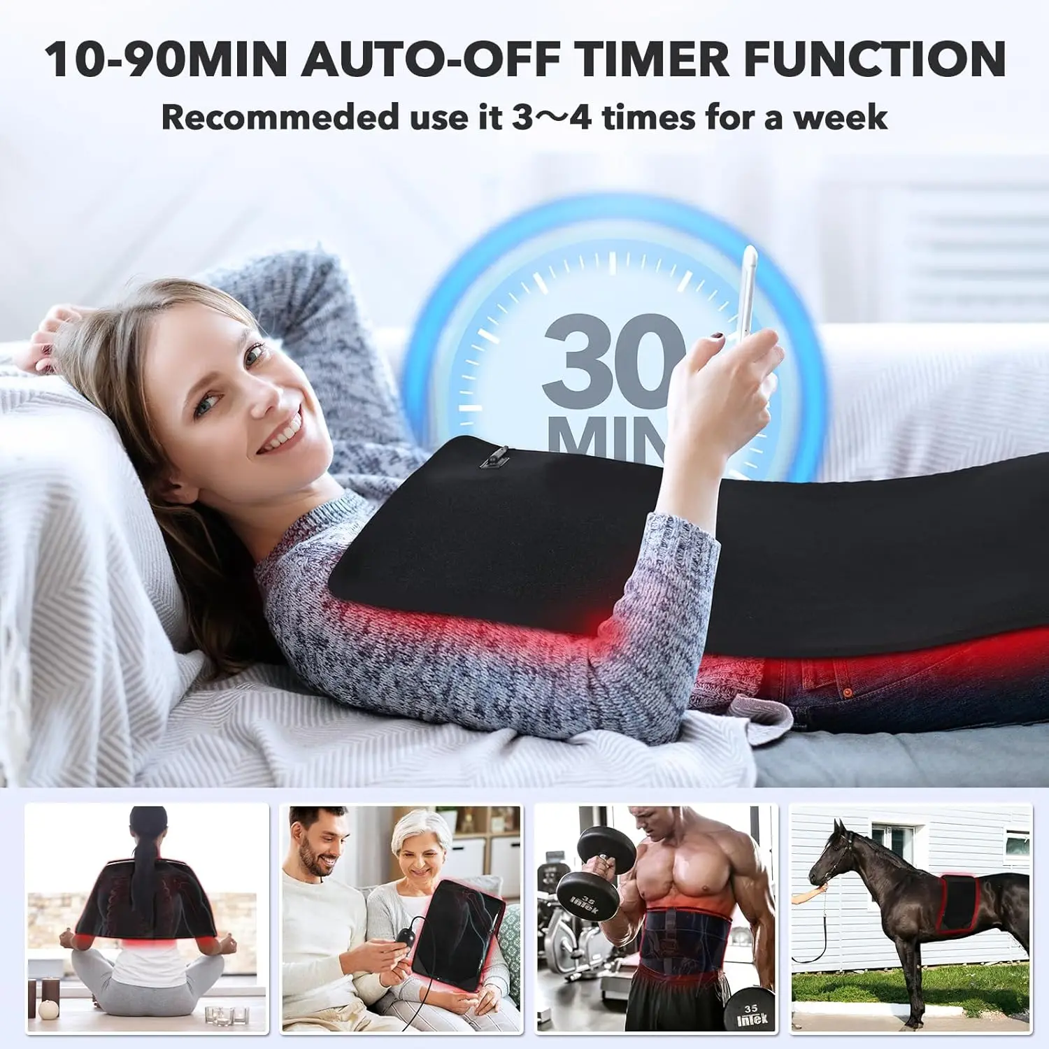 31.5" x 11.8" Red Light Therapy Pad with 360 LEDs for Pain Relief in Back, Waist, Shoulder, Knee