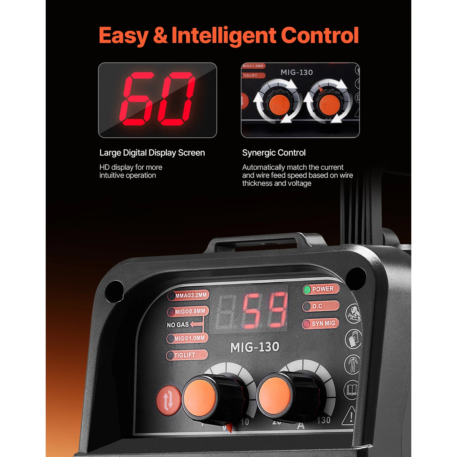 ماكينة لحام SucceBuy MIG 130Amp Mig ماكينة لحام Mig 3 في 1 ماكينة لحام Mig محمولة مع شاشة عرض رقمية بتقنية IGBT العاكس