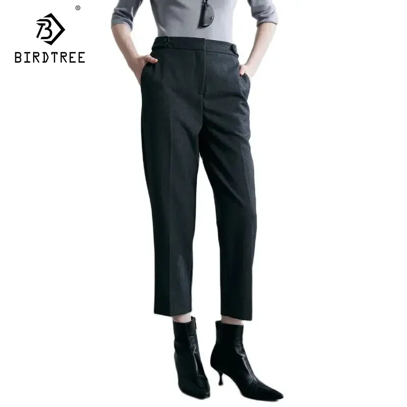 

Birdtree-Harem Pants for Woman, Mid Waist, Office Lady Suit Trousers, 2024 Autumn Winter Chic Clothing, Black, Camel B49933QM