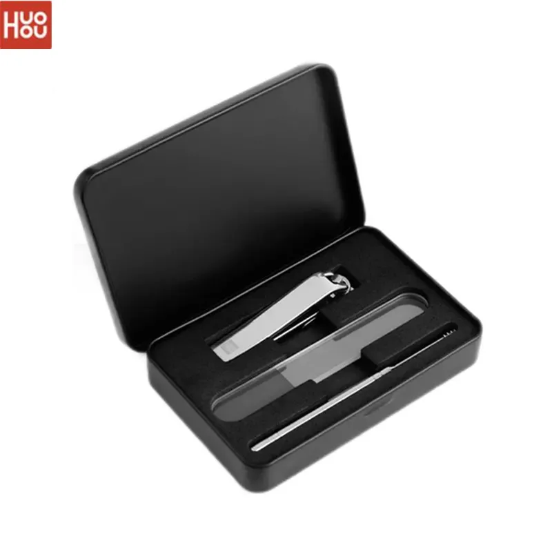 مجموعة من 4 في 1 من huoho من الفولاذ المقاوم للصدأ كليبرز أظافر مضادة للرذاذ قابلة للحمل مزودة بملقاط امتصاص مغناطيسي للباديكير