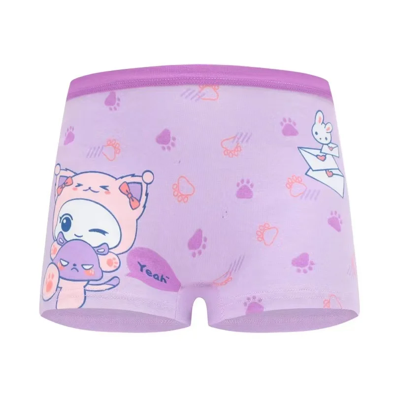 4-Piece Pack Breathable Cotton Girls Panties Double Layer Bottom Comfort Daily Wear Children\'s Underwear Cute Cartoon Print