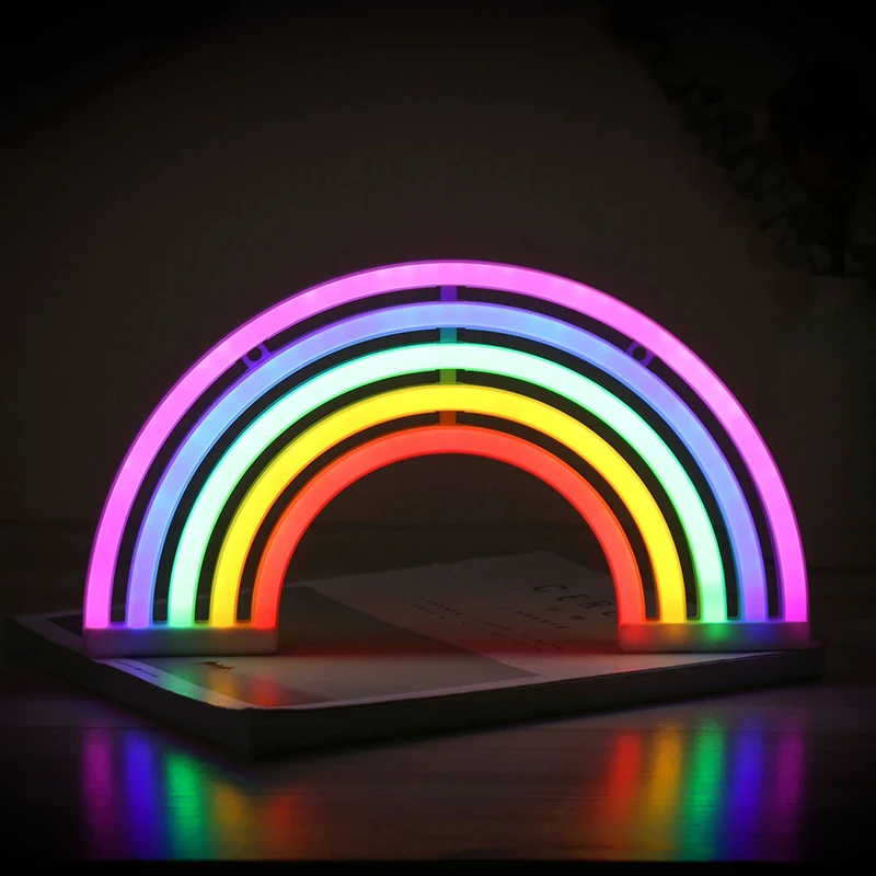 Rainbow Night Light Lamp For Bedroom Wall Multicolour Led Lights 3D Art Led Lights Kids Battery Neon Strips 5v Usb AA Battery