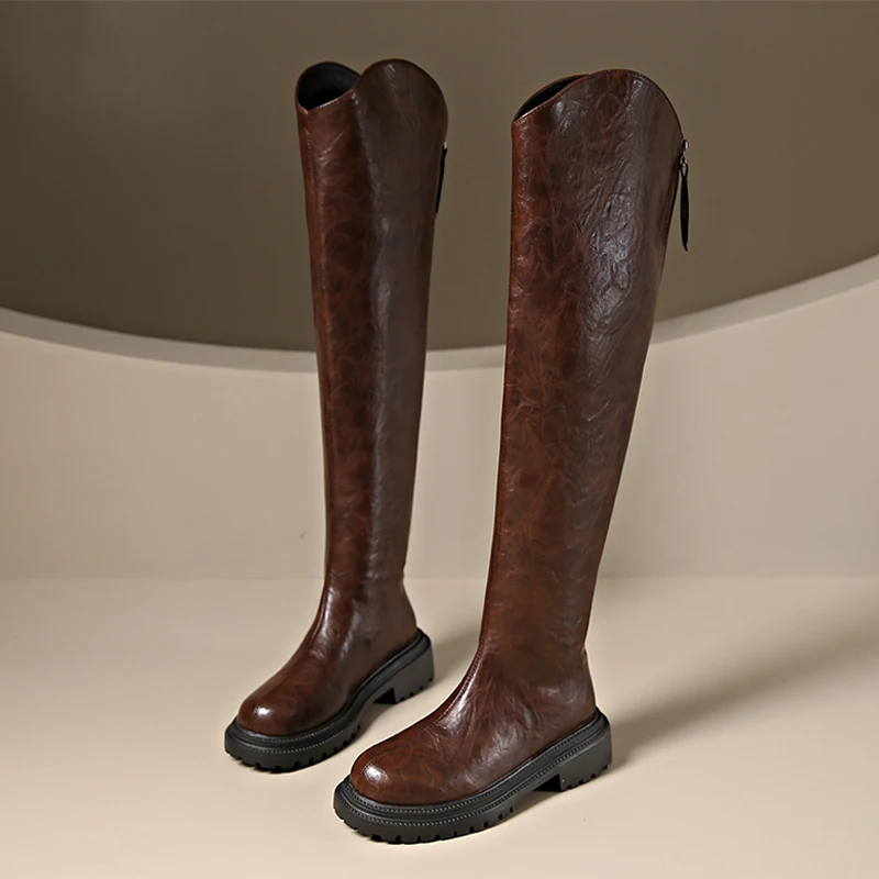 أحذية عالية للنساء أحذية بكعب أنيق مصمم أحذية الشتاء الفاخرة 2025 جديد غير رسمي القوطي فوق الركبة Mujer تشيلسي بوتاس