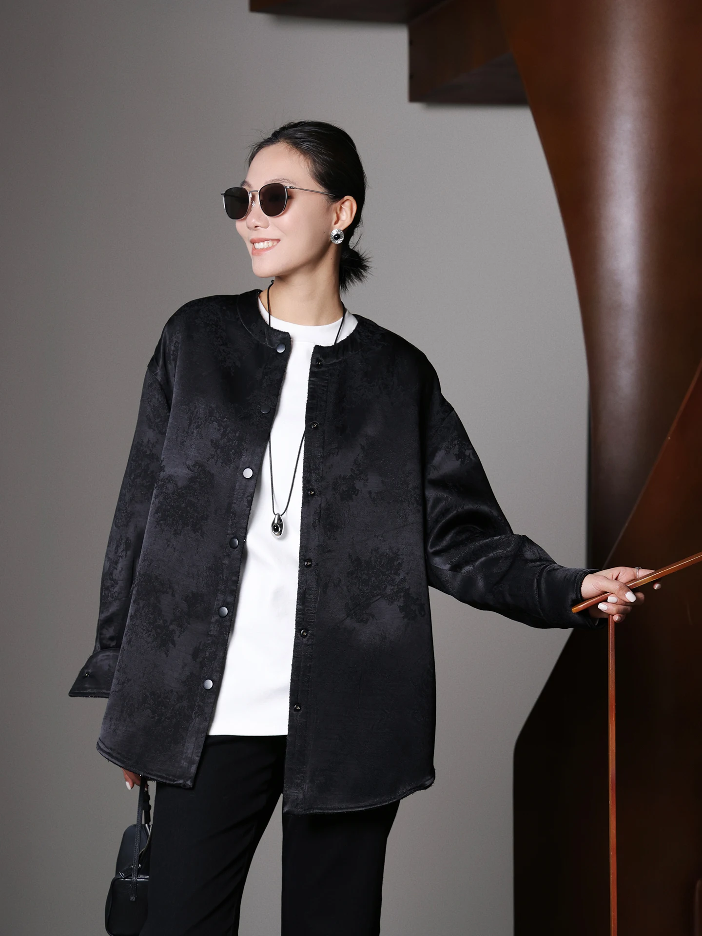 

Двусторонняя носкаемость, длинный рукав, свободный крой, повседневный стиль, комфортный, термо, весна, новинка