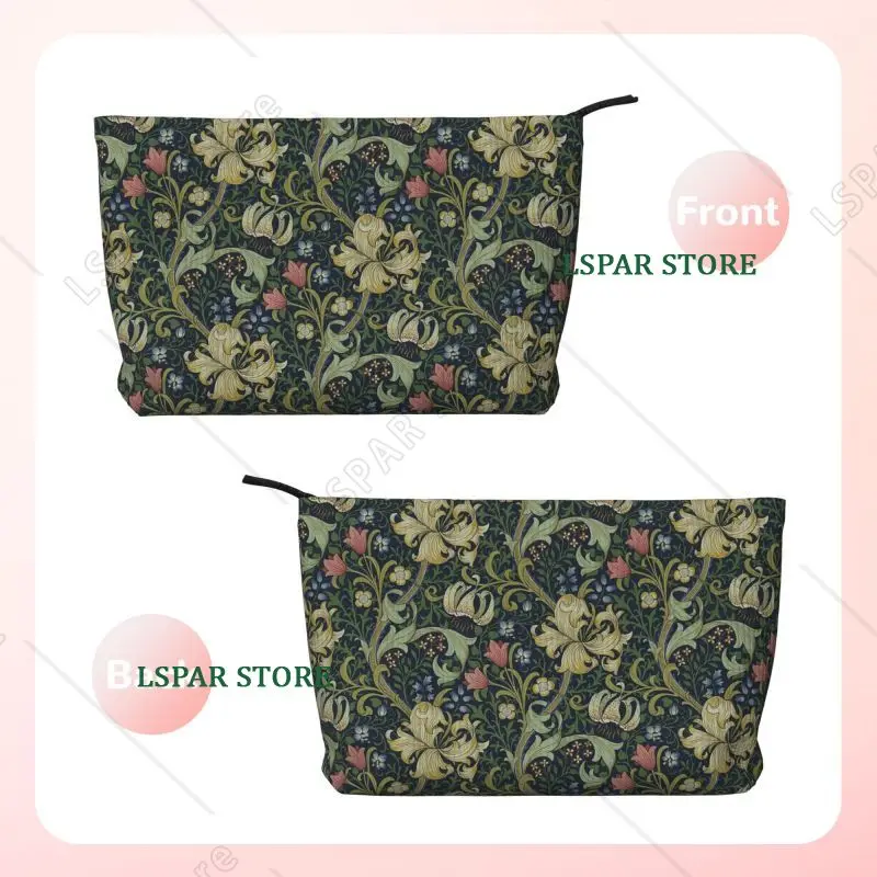 Vintage William Morris Flower Print Toiletry Bag Corduroy Cosmetic Makeup Organizer Women Portable Beauty Storage Dopp Kit Box