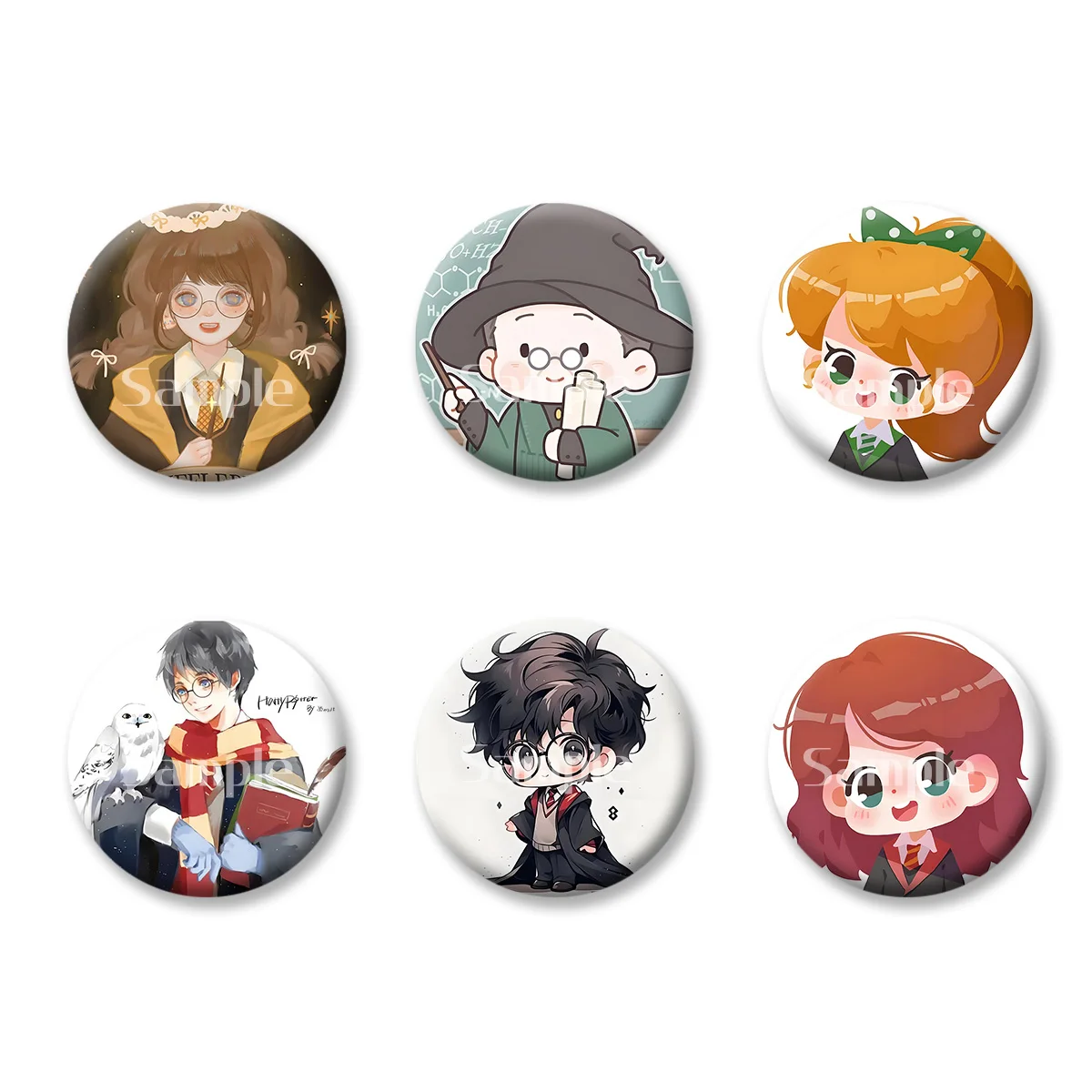 

Flash Badge Cards Harry Potter Anime Cartoon Souvenir Girl Keychains Convenient Makeup Mirror Fridge Magnet ACG Accessories