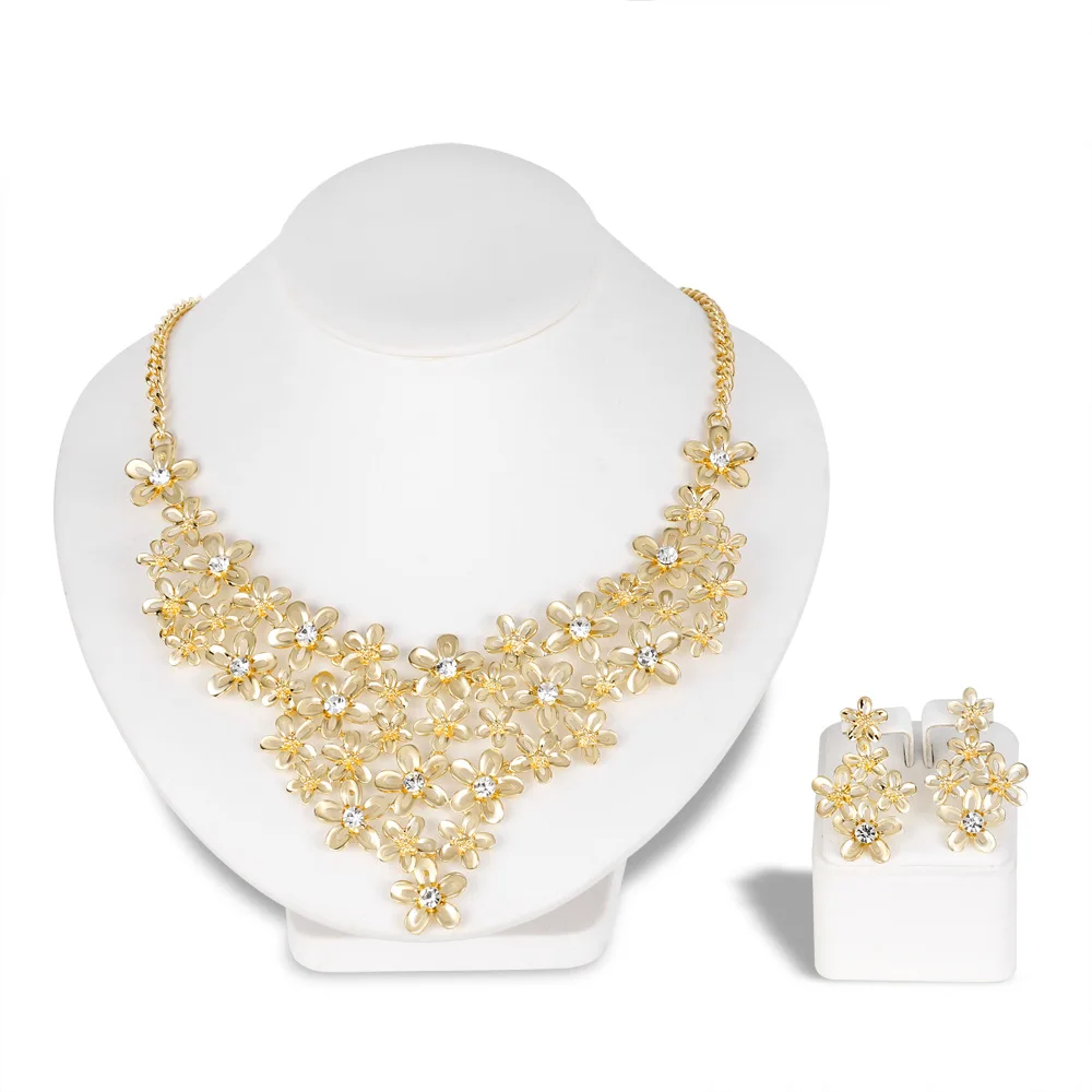 New Hot Sale Bridal Jewelry Wedding Party Jewelry Set Anniversary Necklace Ring Earrings Three-Piece Gift