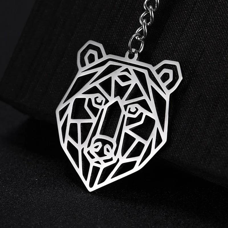 VASSAGO Stainless Steel Animal Keychain Fashion Wolf Tiger Bear Animal Pendant Keyrings for Men Women Car Keychain Jewelry Gifts
