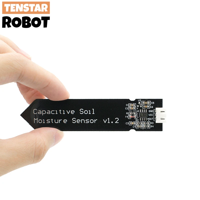 Módulo capacitivo de Sensor de humedad del suelo, cable analógico de amplio voltaje, resistente a la corrosión, V1.2