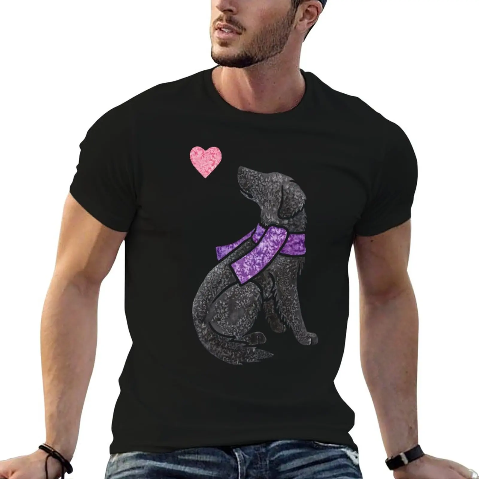 

t graphic shirt T-Shirt for Retriever fit Watercolour man man shirts t Flatcoated slim