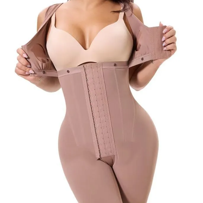 Fajas Colombianas Women's High Compression Shapewear Tummy Control Butt Lifter Adjustable Hooks With Bones Body Shaper