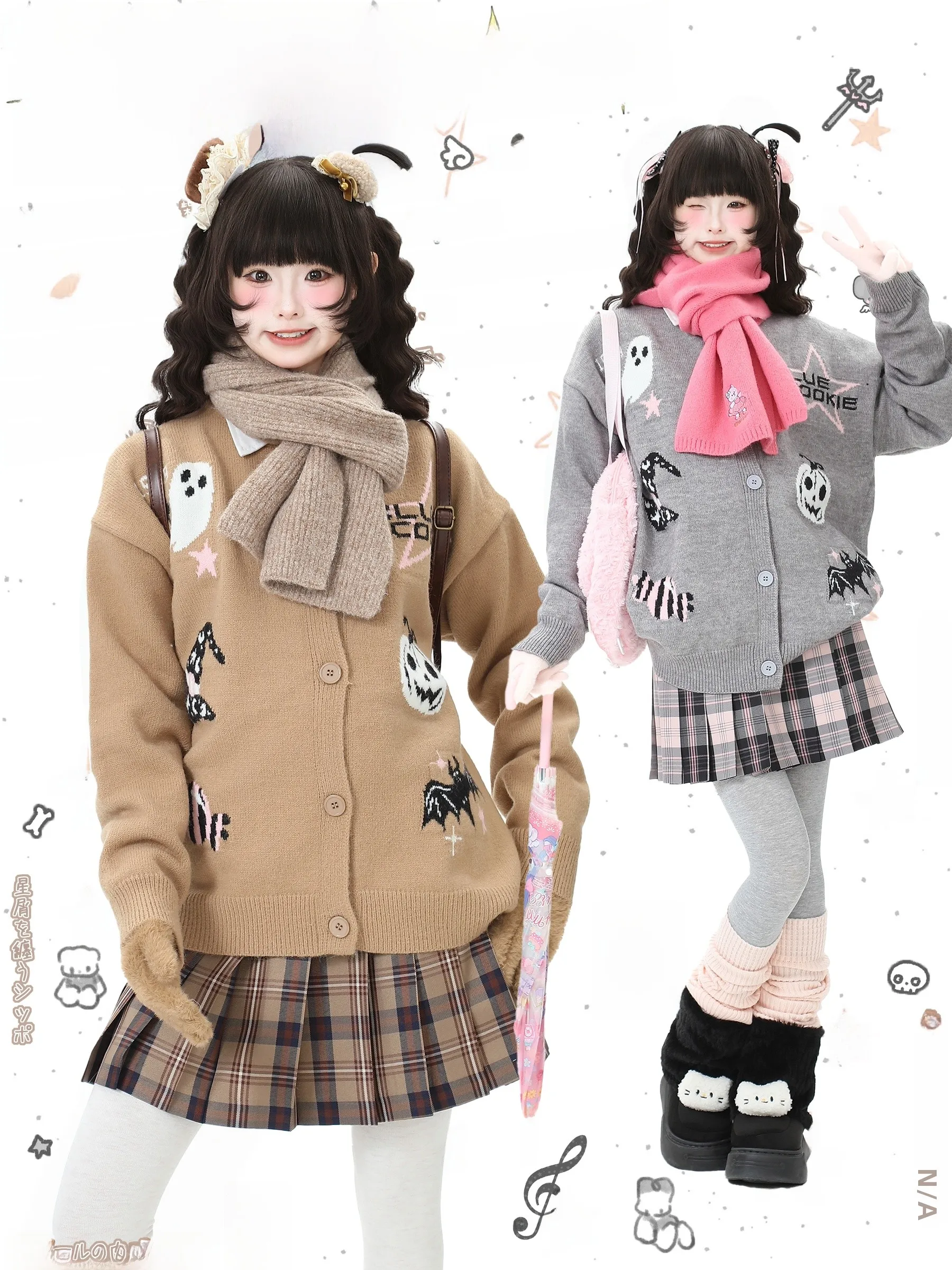 

Languid Park loween Knitted Sweater Women's Soft Fun Autumn Outerwear Top Sweet Sle Long Sve round Ne Single Button