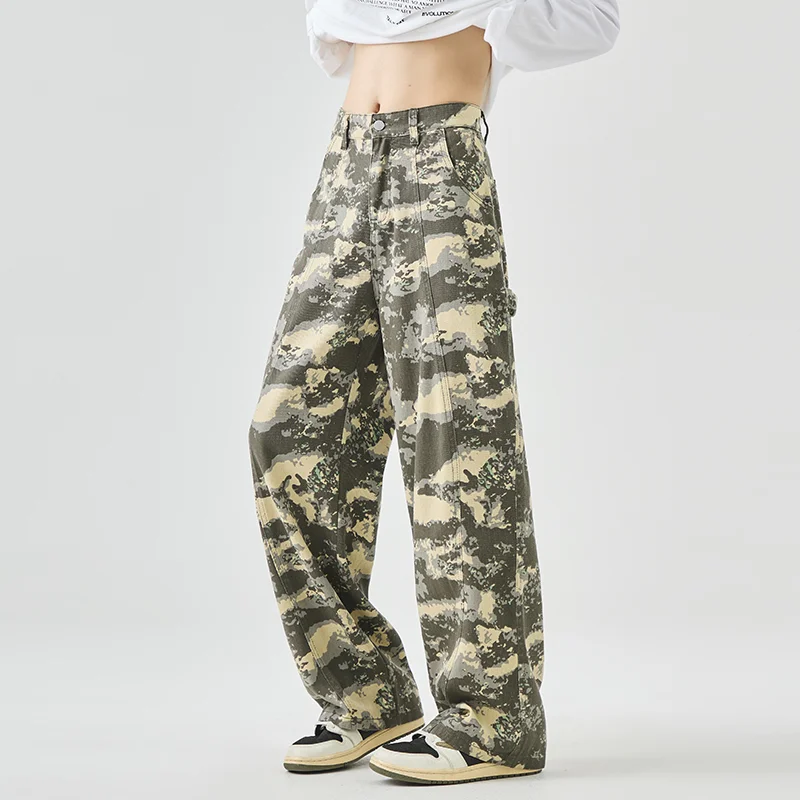 

Men's trousers casual trousers camouflage button zipper pocket fashion