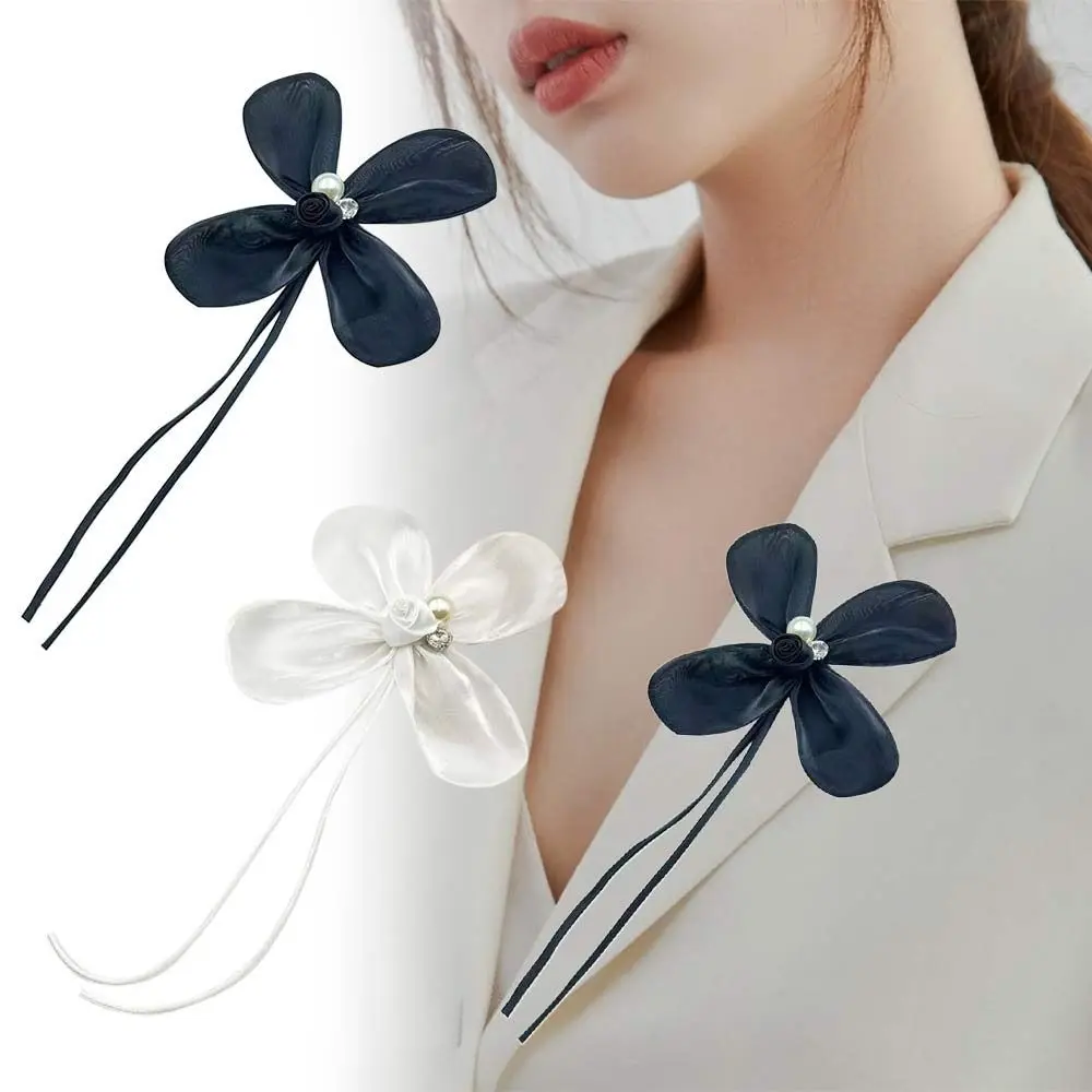 Jewelry Accessories 17CM Collar Flower Handmade Cloth Fabric Flower Brooch Pins DIY Sew Pearl Lapel Pins