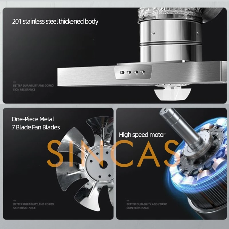 Stainless Steel Range Hood Exhaust Fan With Built In Light Kitchen Ventilation Extractor Fan For Stove Wall Mount Range Hood