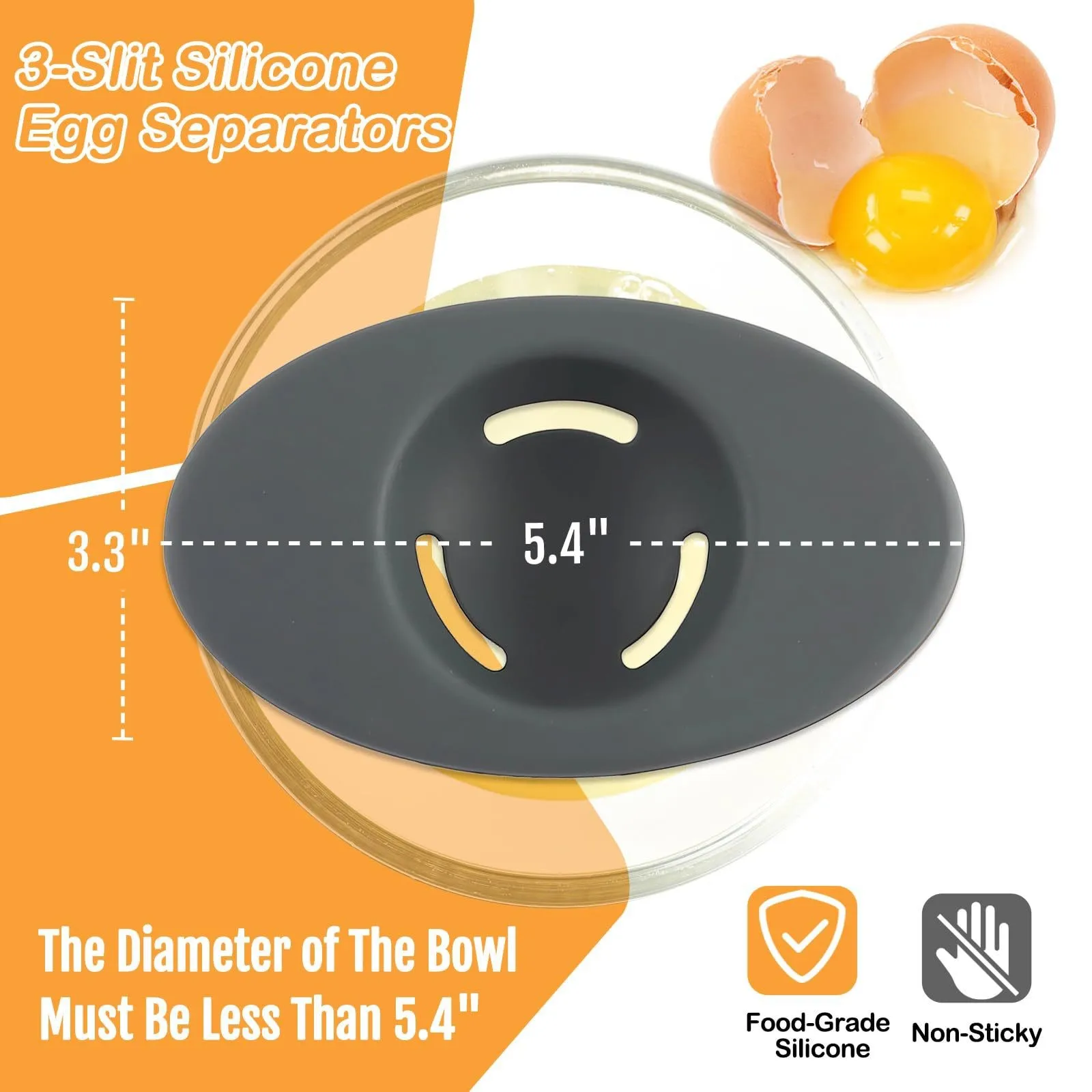 Silicone Egg Separators Food-Silicone Egg White 3-Slit Separator From Yolk For Baking Must-Have Egg Separator Kitchen Tools 2024