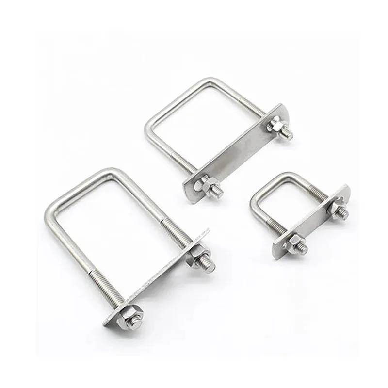 304 الفولاذ المقاوم للصدأ U-الترباس الزاوية اليمنى مربع المشبك مع المكسرات M6 M8 M10 M12 لتركيبات الأنابيب