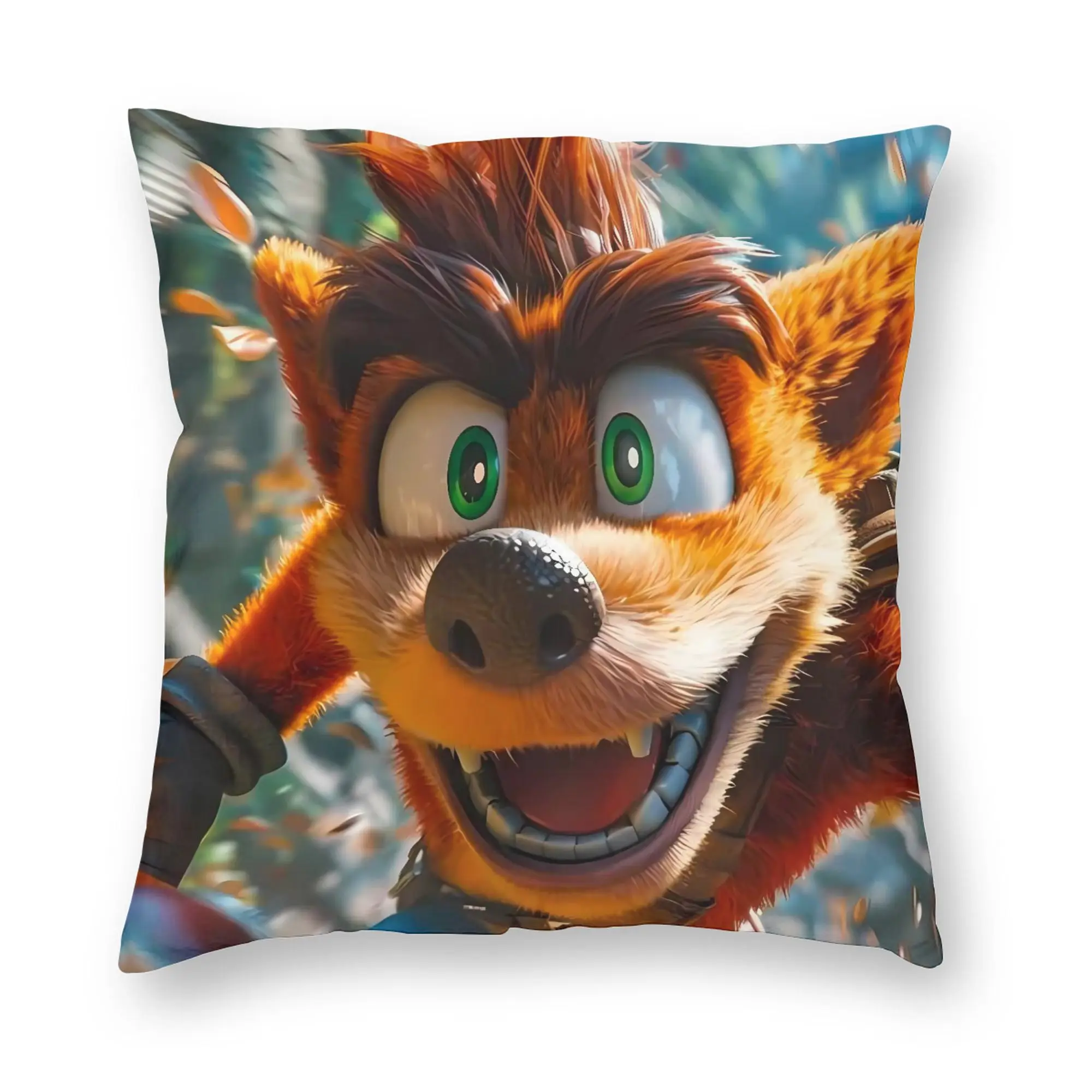 Crash Bandicoot Face Shot Pillow Cover  Cute Funny Pillow Case For Sofa Home Decoration Graphic Cushion Cover Gift