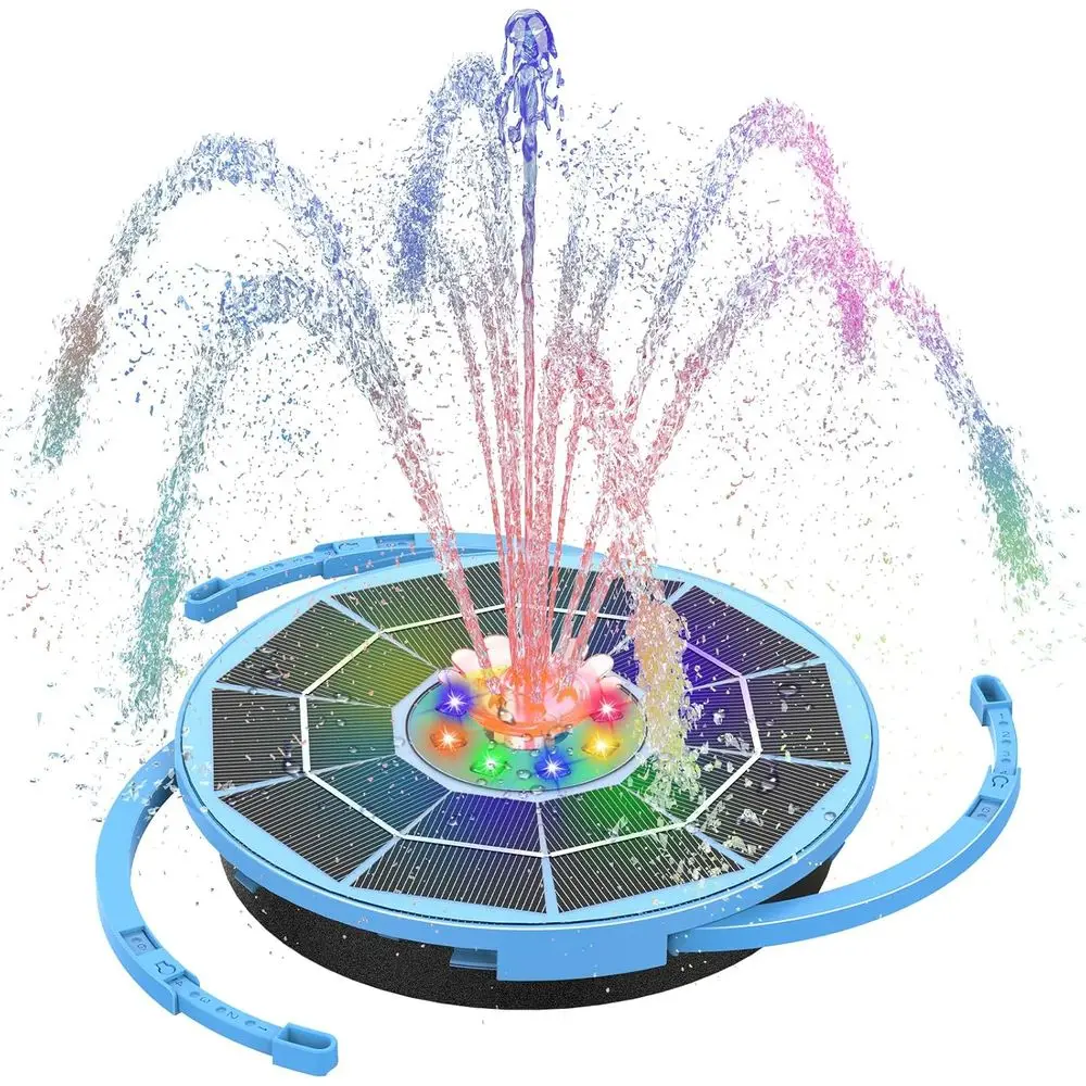 

Фонтан для птичьей купальни 3,5 Вт с LED-подсветкой и аккумулятором 3000 мАч, насос с 10 насадками, водяной насос для сада или пруда