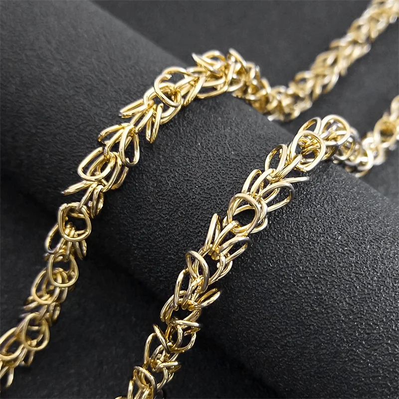 Hiphop Byzantine Link Chain Necklace for Women Men Gold Color Stainless Steel Round Circle Male Chains Jewelry collar hombre