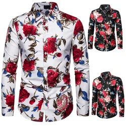 Camisa floral casual de manga comprida masculina, Individualizada, Único, Moda Designer, 3D Print, Roupa de Streetwear, Coreano, Espanha, Outono, 2023