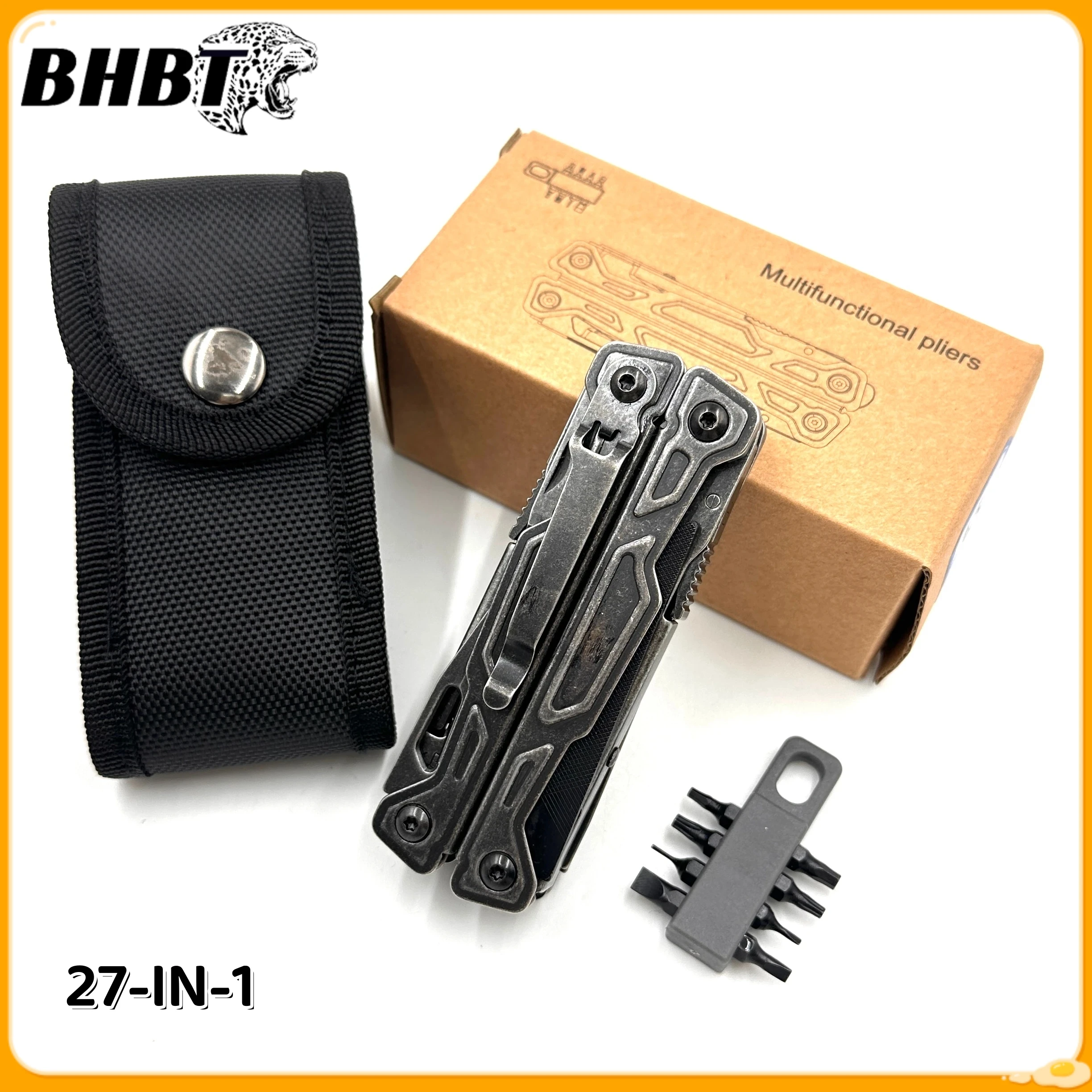 BHBT 27 in 1 Multitool Folding Tool Pliers Outdoor Portable EDC Camping Home Emergency Equipment With Bits