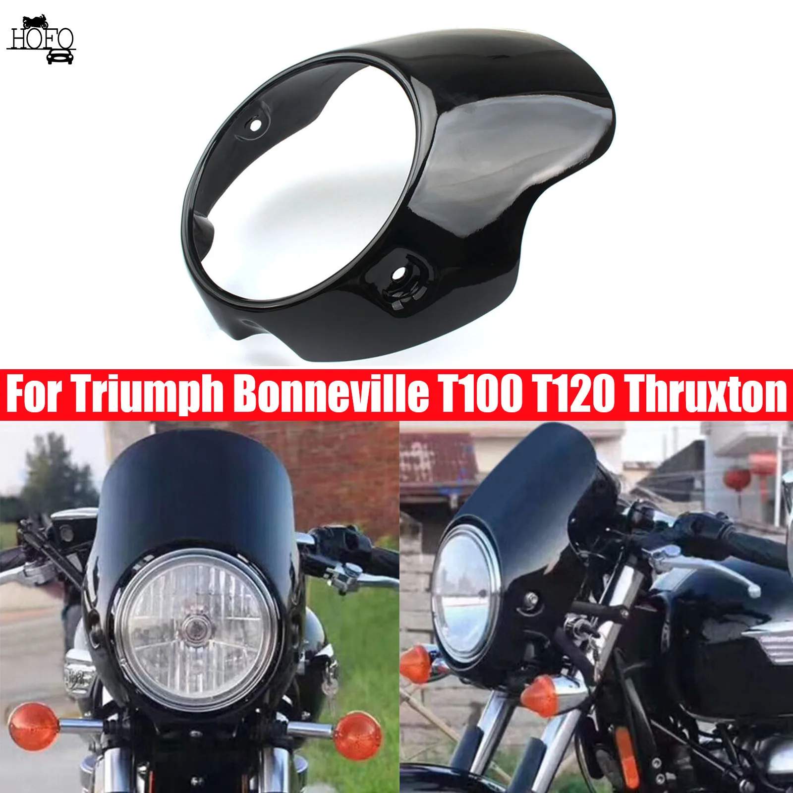 

Headlight Cafe Racer Flyscreen Surround Front head windshield classic For Triumph Bonneville T100 T120 Thruxton Carbon Fiber