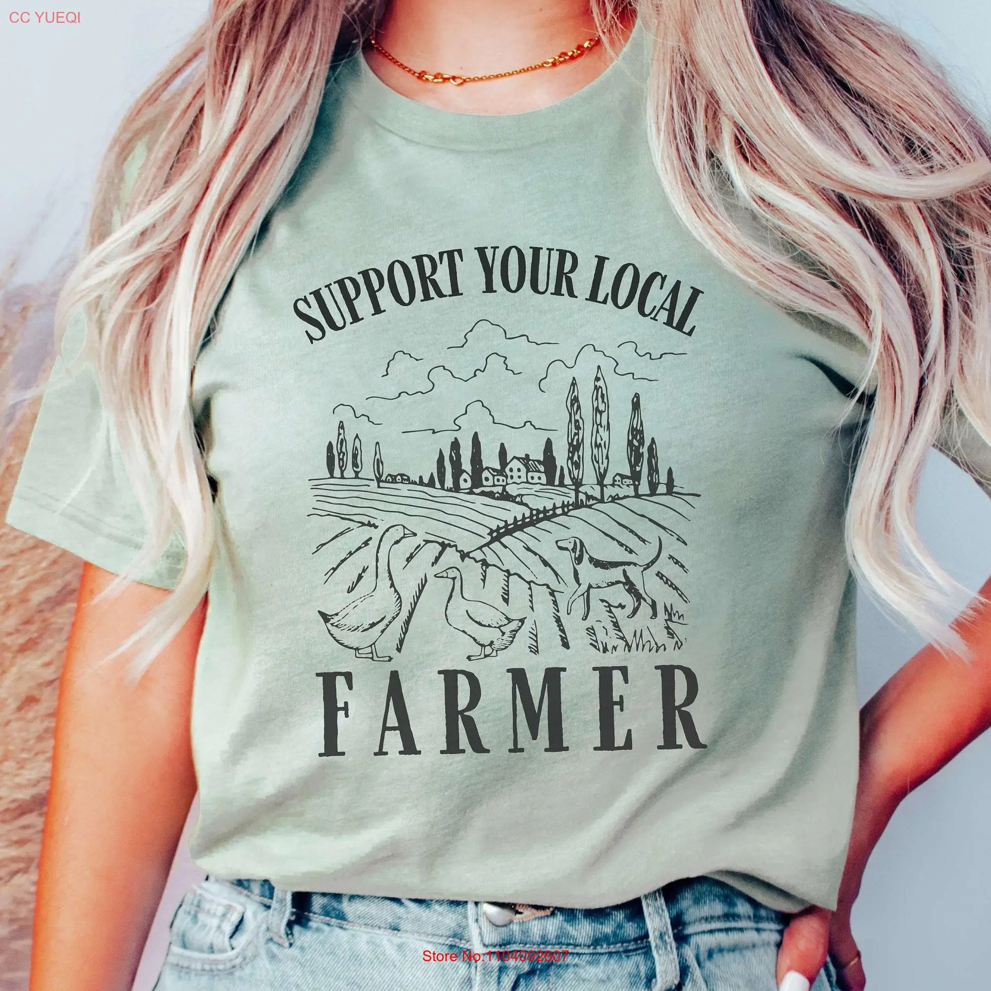 Farm T Shirt Support Your Local Farmer Country Girl Small Town s Homestead long or short sleeves