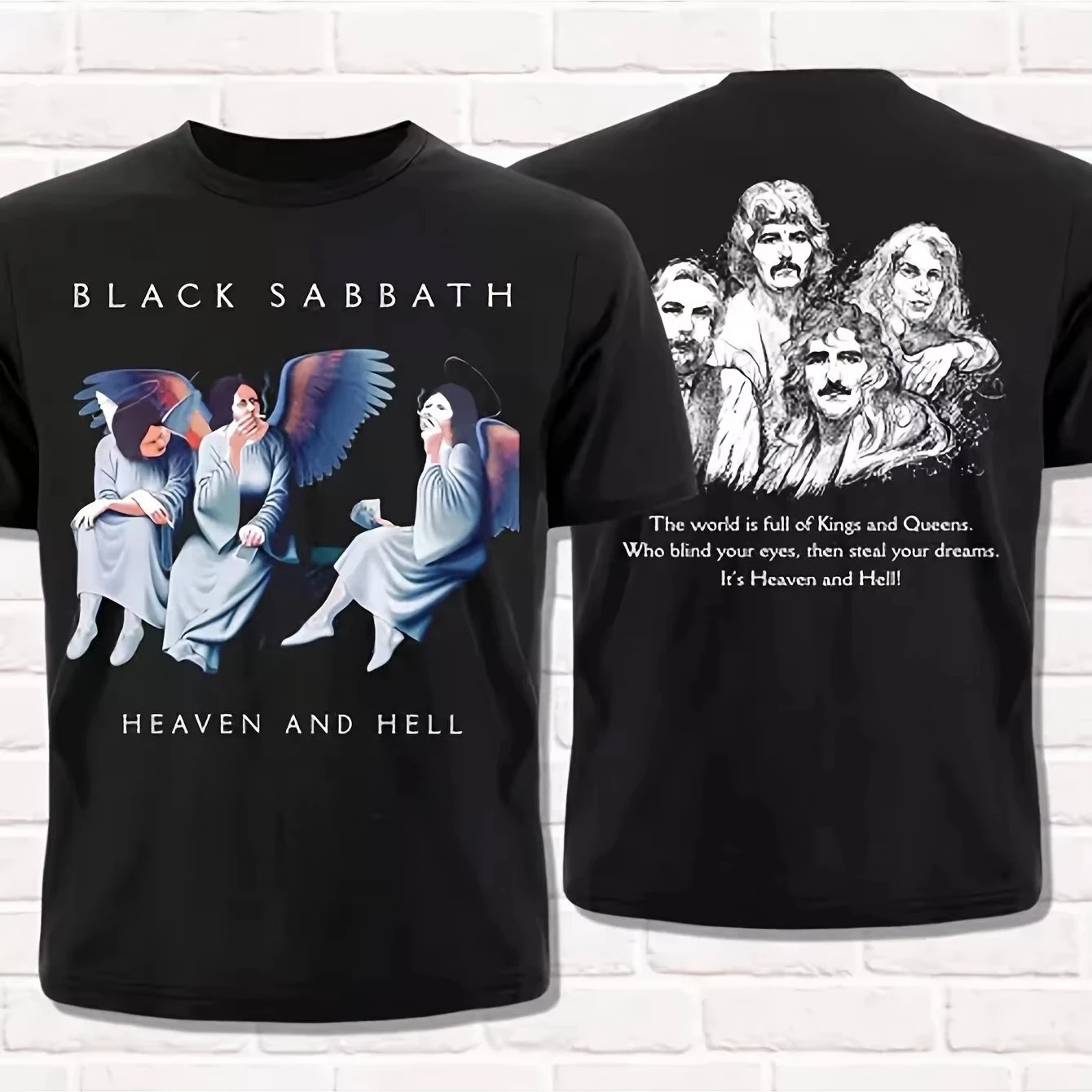 2026 New Black Sabbath Heaven and Hell Tour Graphic T-Shirt, Men's Retro Rock Band Short Sleeve Luxury Clothes Men's T-shirts