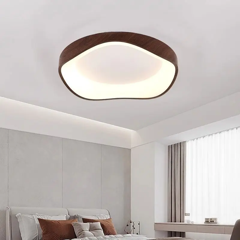 Bedroom Light LED Ceiling Light Retro Walnut Pattern Master Bedroom Study Light Simple Japanese-style Wabi-sandy Wind Lamp